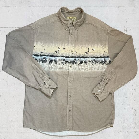 VTG Cabela’s Men’s Chamois Flannel Hunting Dog Graphic Size L Long Sleeve - Picture 1 of 10